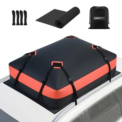 Giantz Rooftop Cargo Bag 15 Cubic Ft Waterproof 500D PVC Universal Car Luggage Carrier 110x85x25cm Anti Slip Mat