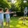 Keezi Kids Bow and Arrow Set with Freestanding Target Suction Cup Arrows and Safety Goggles Portable Archery Toy