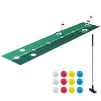Kids Golf Putting Game Set with 2m Mat, 12 Balls and 3 Target Holes Green Keezi Ages 3-8 Toy Set for Indoor Outdoor Play
