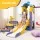Keezi Kids 4-in-1 Slide Swing Set with Double Swing, Basketball Hoop, Playhouse and 140 cm Extended Slide
