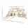 Keezi Kids 6-in-1 Indoor Slide Set for Toddlers Beige with Drawing Board Basketball Hoop and Playhouse