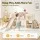 Keezi Kids 6-in-1 Indoor Slide Set for Toddlers Beige with Drawing Board Basketball Hoop and Playhouse