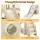 Keezi Kids 6-in-1 Indoor Slide Set for Toddlers Beige with Drawing Board Basketball Hoop and Playhouse