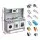 Keezi Wooden Play Kitchen Pretend Kitchen 82.8cm with Microwave Oven Sink and Food Set Grey and White