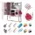 Keezi 102cm Wooden Pretend Kitchen Playset with Light-Up Stove, Food Set, Apron and Chef Hat, Pink