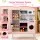 Keezi 102cm Wooden Pretend Kitchen Playset with Light-Up Stove, Food Set, Apron and Chef Hat, Pink