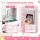 Keezi 102cm Wooden Pretend Kitchen Playset with Light-Up Stove, Food Set, Apron and Chef Hat, Pink