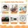 Keezi 112cm Wooden Pretend Kitchen Playset with Sink Stove Microwave and Storage Grey and White for Kids