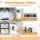 Keezi 112cm Wooden Pretend Kitchen Playset with Sink Stove Microwave and Storage Grey and White for Kids