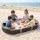 Keezi Kids Sandpit Outdoor Sandbox 180cm Oval with 4 Seats and Grey Cover Cloth Brown
