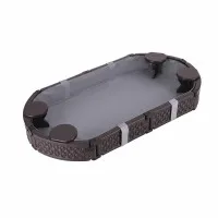 Keezi Kids Sandpit Outdoor Sandbox 180cm Oval with 4 Seats and Grey Cover Cloth Brown