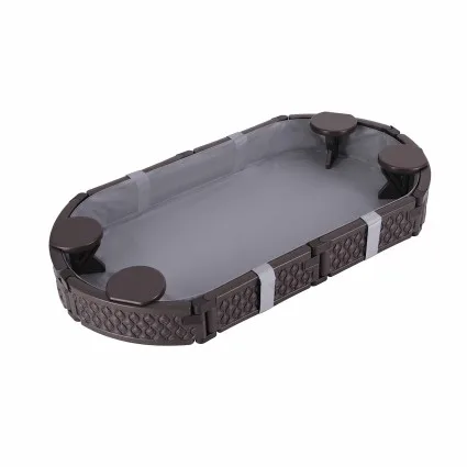 Keezi Kids Sandpit Outdoor Sandbox 180cm Oval with 4 Seats and Grey Cover Cloth Brown