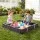 Kids Square Sandpit Sandbox with Cover, 4 Seats and Grey Liner, Brown Outdoor Play Area by Keezi Brand