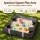 Kids Square Sandpit Sandbox with Cover, 4 Seats and Grey Liner, Brown Outdoor Play Area by Keezi Brand