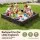 Kids Square Sandpit Sandbox with Cover, 4 Seats and Grey Liner, Brown Outdoor Play Area by Keezi Brand