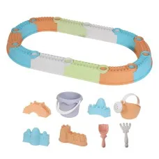 Keezi 9-Piece Straw Beach Fence Sandpit Set Large Multicolour Kids Outdoor Sand Box Play Area 3+yrs Children