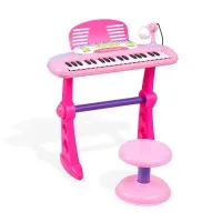 Keezi Kids 37-Key Piano Keyboard Set with Stool & Microphone - Pink, LED Lights, 5 Beats & 10 Songs, Ages 3+ Keezi Kids 37-Key Piano Keyboard Set with Stool & Microphone - Pink, LED Lights, 5 Beats & 10 Songs, Ages 3+