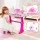 Keezi Kids 37-Key Piano Keyboard Set with Stool & Microphone - Pink, LED Lights, 5 Beats & 10 Songs, Ages 3+