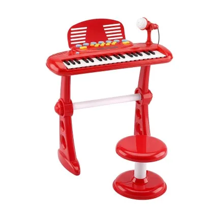 Keezi Kids Piano Keyboard 37 Keys Electronic Musical Instrument Set with Stool Microphone and LED Lights Red