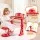 Keezi Kids Piano Keyboard 37 Keys Electronic Musical Instrument Set with Stool Microphone and LED Lights Red