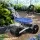 Gardeon Garden Stool Seat Foldable with Wheels, ABS Plastic & Steel, Adjustable Height, Blue, 46-56cm, 130kg Capacity