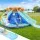 AirMyFun Kids Inflatable Water Park with Double Slides, Climbing Wall, PVC, 465x390cm, Blower Included