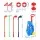Keezi Kids Golf Set 2-in-1 Pull Cart 4 Clubs 4 Balls 2 Practice Holes Portable Play Set Ages 2-6 (Blue)