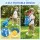 Keezi Kids Golf Set 2-in-1 Pull Cart 4 Clubs 4 Balls 2 Practice Holes Portable Play Set Ages 2-6 (Blue)