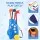 Keezi Kids Golf Set 2-in-1 Pull Cart 4 Clubs 4 Balls 2 Practice Holes Portable Play Set Ages 2-6 (Blue)