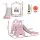 Keezi Kids 3-in-1 Slide Swing Set with Basketball Hoop, Durable Non-Toxic Material, 170cm Pink, Easy Assembly