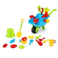 Keezi Kids Sandpit Beach Toys Set with Wheelbarrow Shovel Rake Watering Can Animal Moulds Waterwheel Multicolour