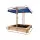 Keezi Kids Wooden Sandpit with Adjustable Canopy & Bench, 101cm Fir Wood Sandbox, UV & Water Resistant, Safe Play