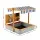 Keezi Kids 110cm Wooden Sandpit with Adjustable Canopy UV Resistant Cover Sand Funnel Sinks EN71 Certified