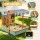Keezi Kids 110cm Wooden Sandpit with Adjustable Canopy UV Resistant Cover Sand Funnel Sinks EN71 Certified