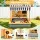 Keezi Kids 110cm Wooden Sandpit with Adjustable Canopy UV Resistant Cover Sand Funnel Sinks EN71 Certified