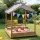 Keezi Wooden Kids Sandpit Sandbox with Canopy, Water Basins, Funnel, Drawing Board, 146cm Outdoor Play Set