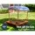 Keezi Kids Wooden Sandpit with UV Canopy, Dual Basins & Storage - 146cm, Treated Timber for Safe Outdoor Fun