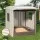 Keezi Kids Wooden Sandpit with Canopy and Water Basin, 120cm - UV Protection, EN71 Certified, Durable Outdoor Fun
