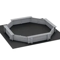 Keezi Kids 182cm Octagon Wooden Sandpit Grey with Built in Seats Cover Ground Sheet AS8124 Certified