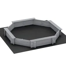 Keezi Kids 182cm Octagon Wooden Sandpit Grey with Built in Seats Cover Ground Sheet AS8124 Certified