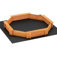 Keezi Kids Wooden Sandpit with Cover and Bench Seat, 182cm - Safe, Durable, AS8124 Certified, Easy Assembly
