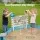 Keezi Kids Sandpit - 215cm Round Wooden Playset with Cover, Funnel, Bench Seat & Beach Toys for Outdoor Fun