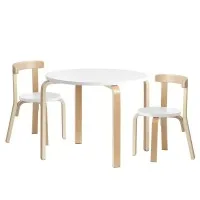 Keezi 3PCS Kids Table and Chairs Set - Birch Plywood, Non-Toxic Finish, 30kg Table/50kg Chair Capacity, Easy Clean