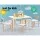 Keezi 5PCS Kids Table and Chairs Set: Durable Birch Plywood, Non-Toxic Finish, White/Natural, Easy to Clean