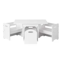 Keezi 3PCS Kids Table and Chairs Set with Storage Box, Eco-Friendly MDF, 75x48cm, White - Safe, Stylish, and Durable