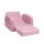 Keezi Kids 2-Seater Flip Open Sofa - Pink Timber Frame, Foam Padding, Removable Cover, Side Pocket, Ages 3+, 74x46x37cm