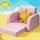 Keezi Kids 2-Seater Flip Open Sofa - Pink Timber Frame, Foam Padding, Removable Cover, Side Pocket, Ages 3+, 74x46x37cm