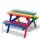 Keezi Kids Wooden Picnic Table Set with Umbrella, Multicoloured, Fir Wood, Seats 4, Indoor/Outdoor, Ages 3-8, Durable