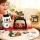 Keezi Kids Pretend Play Coffee Shop Set with Coffee Maker, Play Money, and Food - Durable Plastic, 44x13x20CM, Ages 3+