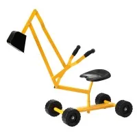 Keezi Kids Ride On Digger Bulldozer - Realistic Yellow Excavator Toy with 360° Rotating Seat, 50kg Capacity, Ages 3+